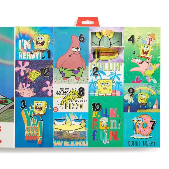 NWT SPONGEBOB socks 12 days of socks gift box - Picture 3 of 4